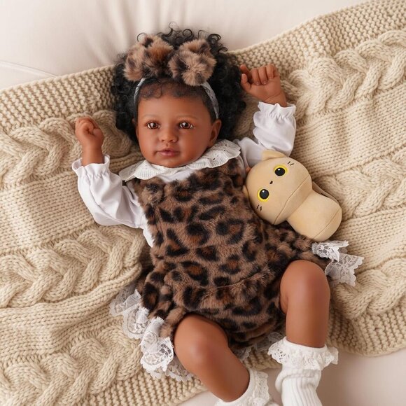 🆕Kids Realistic Reborn Baby Doll Black Girl 20 Inch Soft Body Newborn Baby Doll - Picture 8 of 8